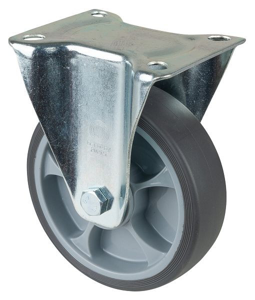 Rouleau de transport BS rollers, rouleau fixe, largeur 45 mm, Ø160 mm, jusqu'à 200 kg, pneus thermoplastiques gris, roulements à billes, plateau, lot de 2, L410.A85.162
