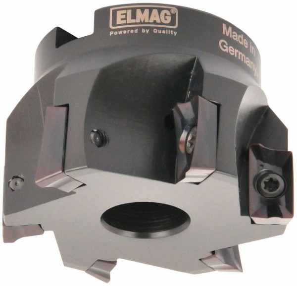 Fraise à épauler ELMAG 90° Ø: 63mm, 6 arêtes de coupe, support 22mm, sans plaquettes amovibles (APKT, APHX), 17212