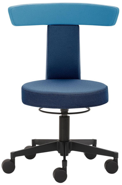 Tabouret fonctionnel Mayer Sitzmöbel , entièrement rembourré, roulettes pour tapis, hauteur d'assise 41 - 52 cm, bleu foncé/bleu clair, 1262_626