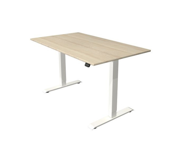 Kerkmann Move 1 table assis/debout blanc/argent, L 1400 x P 800 mm, réglable en hauteur électriquement de 740 à 1230 mm, érable, 10358250