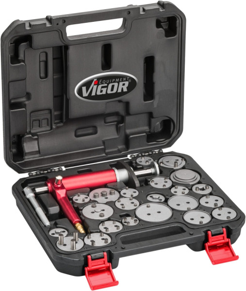 Jeu d'outils de réinitialisation du piston de frein VIGOR, pneumatique, nombre d'outils : 23, V1711N