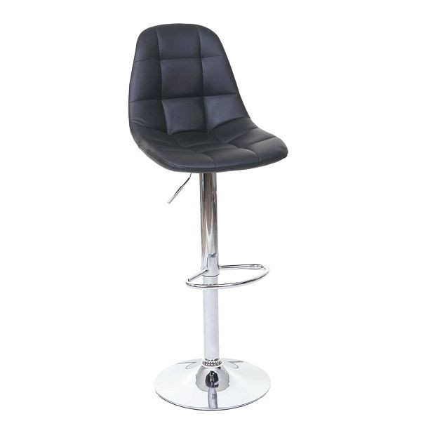 Tabouret de bar Mendler HWC-A67, tabouret de comptoir de tabouret de bar, simili cuir noir, pied chromé, 74299