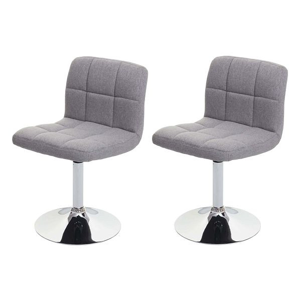Mendler set de 2 chaises de salle à manger Kavala, chaise de cuisine, tissu/textile chromé pivotant, gris clair, 74175