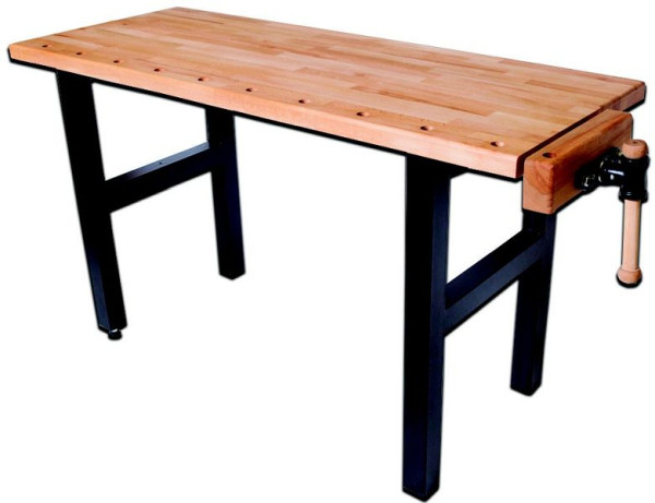 Etabli en bois de pin HOBBY avec étau simple, dimensions : 1650 x 600 x 850 mm, Hobby 2-1/19