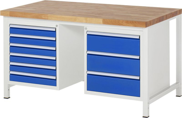 Etabli RAU série 8000 - modèle 8183, L1500 x P900 x H840-1040 mm, base système L1495 x P850 x H800-1000 mm, 03-8183A1-159B4H.11