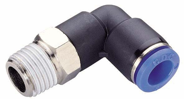 temporisateur B-WEdk-4-1/8-KU, raccord à visser coudé conique, filetage revêtu PTFE, Ø tuyau : 4 mm, filetage : R1/8", UE : 10 pièces, 03180100