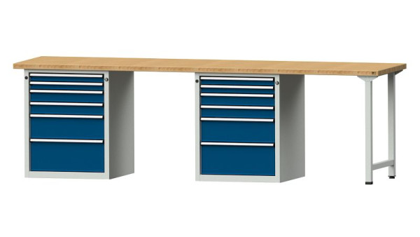 Établis ANKE Établi combiné, modèle 916 V, 2800 x 700 x 840 mm, RAL 7035/5010, BMP 40 mm, 415.144
