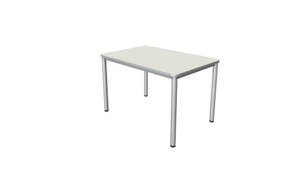 Kerkmann Desk Prime - L 1200 x P 800 x H 750 mm, cadre 4 pieds en aluminium argent, blanc, 11040410
