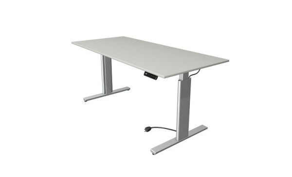 Kerkmann Move 3 table assis/debout argent, L 1800 x P 800 mm, réglable en hauteur électriquement de 720 à 1200 mm, gris clair, 10233111
