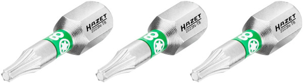 Embout Hazet, 6 pans plein 6,3 (1/4 pouce), profil intérieur TORX®, T8, nombre d'outils : 3, 2223N-T8/3