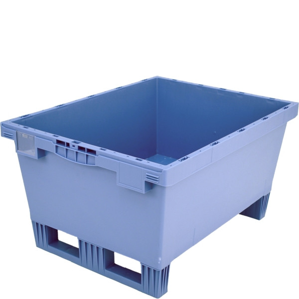 BITO conteneur réutilisable MB couvercle/barre/skid /MB 86321DKufe 800x600x323 bleu pigeon, double fond skid, C0402-0046