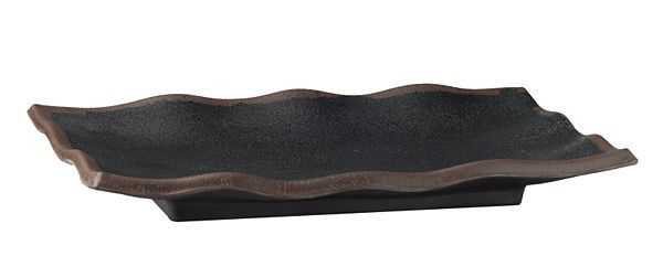 Plateau APS -MARONE-, 22,5 x 15 cm, hauteur : 3 cm, mélamine, noir, avec bord marron, 84104