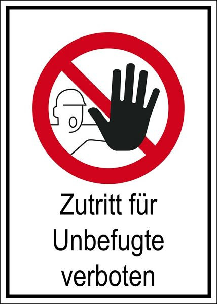 Panneau d'interdiction Eichner "Aucun accès non autorisé", L x H : 13,1 x 18,5 cm, film PVC, autocollant pour l'intérieur et l'extérieur, 9225-10810-013