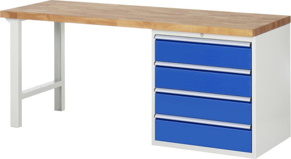 Etabli RAU série 7000 - modèle 7609, L2000 x P700 x H890 mm, base système L2000 x P650 x H850 mm, 03-7609A1-207B4M.11