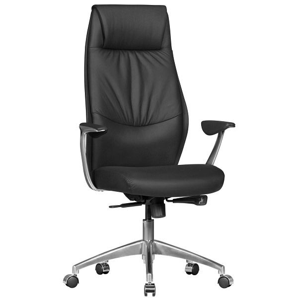 Amstyle chaise de bureau Oxford 1 cuir véritable noir appui-tête haut, SPM1.141