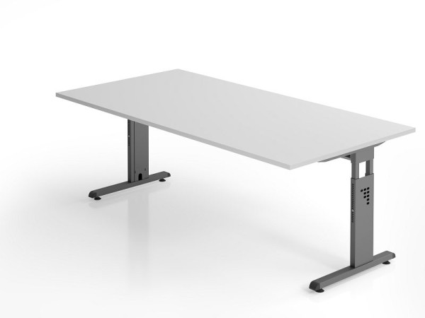 Bureau Hammerbacher OS2E, 200 x 100 cm, plateau : gris, épaisseur 25 mm, chant ABS 2 mm, forme rectangulaire, VOS2E/5/G