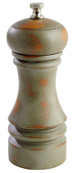 Moulin à poivre APS, Ø 5,5 cm, hauteur : 15 cm, bois de hêtre allemand, couleur : olive / vintage, broyeur en acier au carbone, 40546