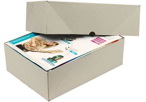 Boîte de montage TransPak, carton solide, dimensions intérieures 305 x 215 x 100/100 mm, format A4, paquet de 25, 299464