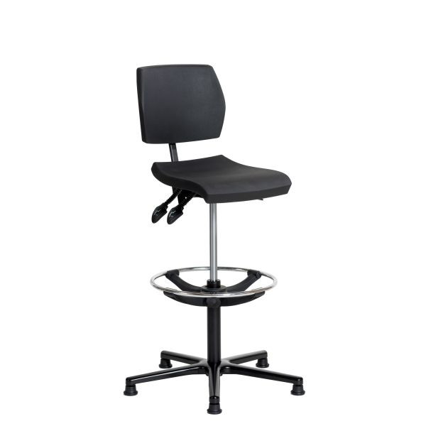 Chaise de travail SOFAME ERGOSLIM avec patins et repose-pieds, hauteur d'assise 56-82 cm, piètement aluminium, W050100001