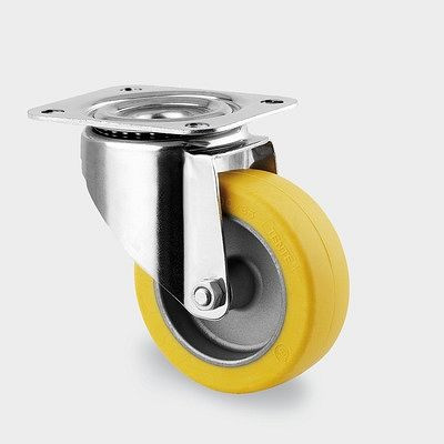 Roulette pivotante TENTE-ROLLEN, roue Ø 100 mm, capacité de charge 80 kg, hauteur 128 mm, A 75 Shore, 8470IDG100P62