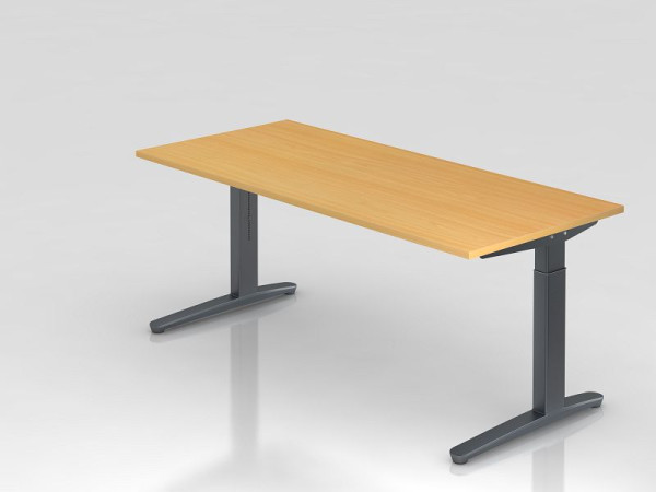 Bureau Hammerbacher pied C 180x80cm hêtre/graphite, forme rectangulaire, VXB19/6/GG