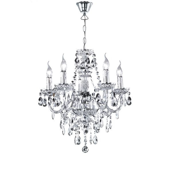 Mendler Reality, Lustre lustre en acrylique Trio, 5 lumières, chrome, 14286