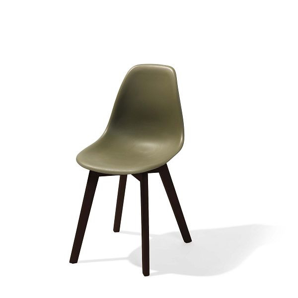VEBA Chaise empilable Keeve verte sans accoudoirs, structure en bois de bouleau foncé et assise en plastique, 47 x 53 x 83 cm (LxPxH), 505FD01SDG