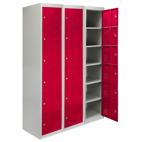KuKoo Armoire casier 3 x 6 portes, rouge, 24134