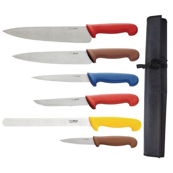 Jeu de couteaux Hygiplas code couleur 7 pièces, S088