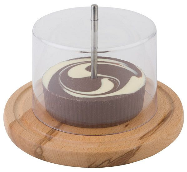 Trancheuse à fromage APS avec couvercle, Ø 22 cm, hauteur : 15 cm, bois de hêtre, inox, AS, 50002
