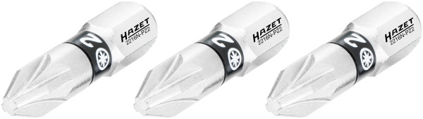 Embout Hazet, 6 pans plein 6,3 (1/4 pouce), profil Pozidriv PZ, PZ2, nombre d'outils : 3, ouverture de clé : PZ2, 2216N-PZ2/3