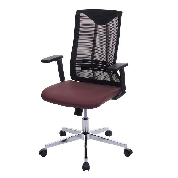 Chaise de bureau Mendler HWC-J53, chaise pivotante, chaise de bureau, cuir artificiel ergonomique, rouge bordeaux, 81086