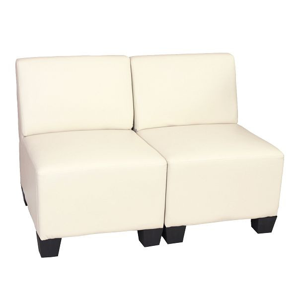 Canapé Mendler Modular 2 places Couch Lyon, simili cuir, crème, sans accoudoirs, 2x21690