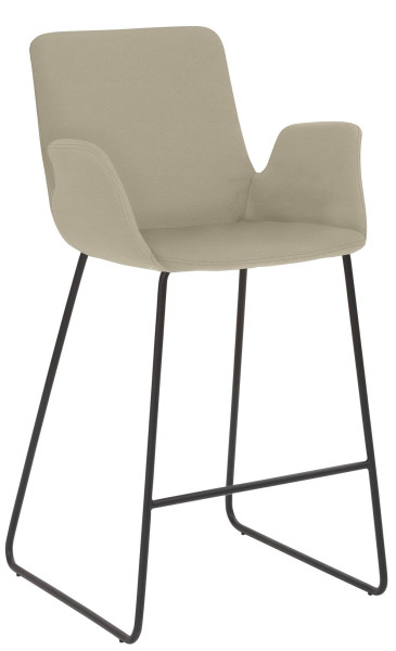 Tabouret de comptoir Mayer Sitzmöbel , piètement luge noir, accoudoirs intégrés, entièrement rembourré, hauteur d'assise 65 cm, taupe, 1222_K3_30484