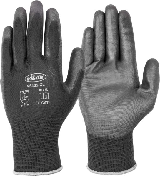 Gants de travail VIGOR, haute adhérence et résistance au glissement, taille 10 (XL), V6435-XL