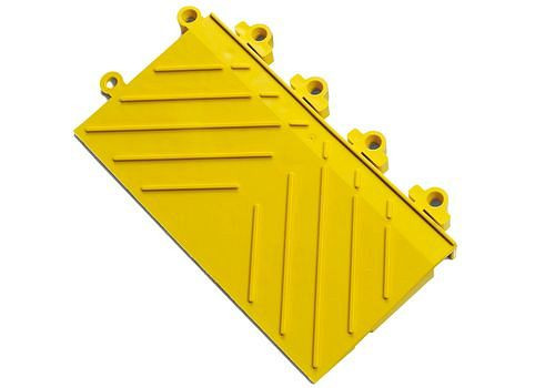 Bord de sécurité anti-fatigue pour carrelage DENIOS DF, raccord mâle, PVC, jaune, 15,2 x 30,5 cm, 179-384