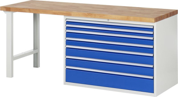 Etabli RAU série 7000 - modèle 7717, L2000 x P700 x H890 mm, base système L2000 x P650 x H850 mm, 03-7717A1-207B4M.11