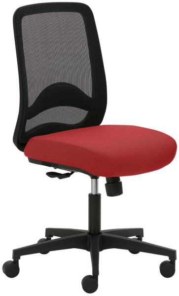 Mayer Sitzmöbel chaise pivotante, dossier bas en résille noir, siège très rembourré, rouge cerise, 2218_30611