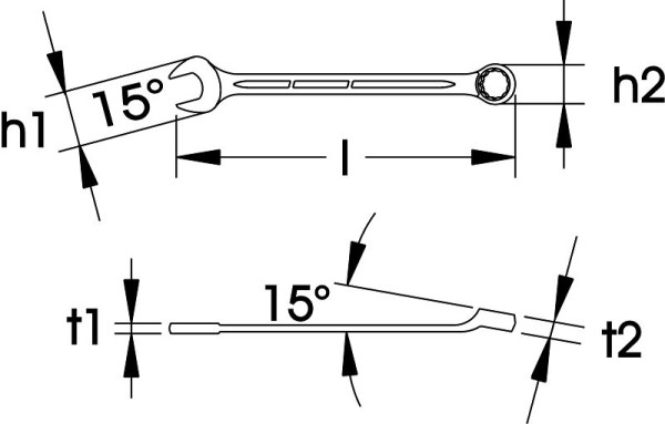Clé mixte ELORA DIN 3113, forme B, 205, taille: 13 mm, 0205000131000