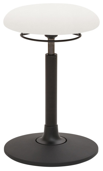 Mayer Sitzmöbel , siège en plaque ronde, rembourré, avec anneau de déclenchement noir, hauteur d'assise 58 - 83 cm, blanc polaire, 1166_30582