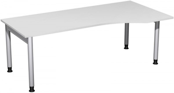 Bureau PC geramöbel droit, réglable en hauteur, 2000x1000x680-820, gris clair/argent, N-657313-LS