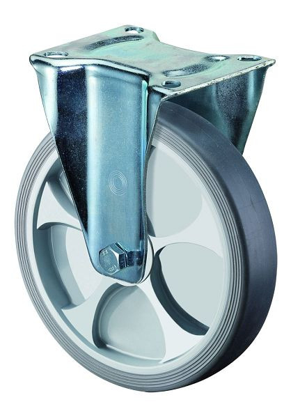 Rouleau de transport BS rollers, rouleau fixe, largeur 32 mm, Ø125 mm, jusqu'à 120 kg, plastique, roulement à rouleaux, plaque, lot de 2, L410.B44.126