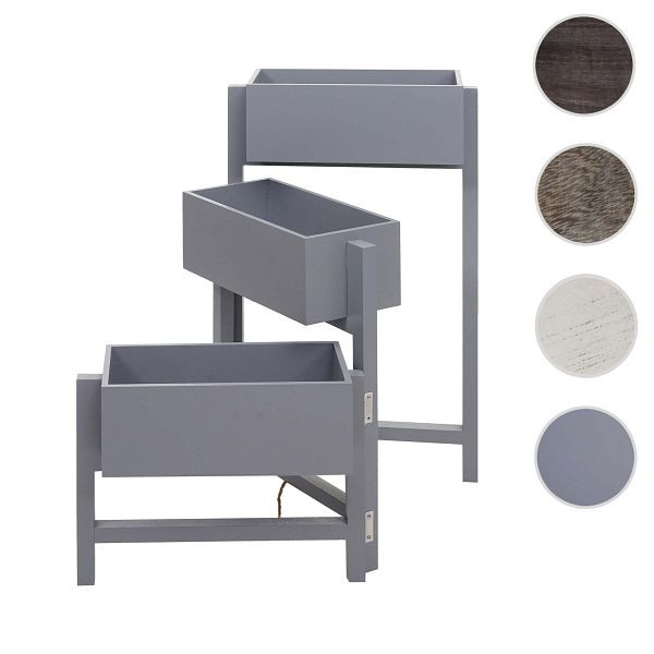 Étagère pour plantes Mendler T275, étagère sur pied jardinière jardinière, 65x108x15cm, bois aspect shabby vintage, gris-bleu, 94469