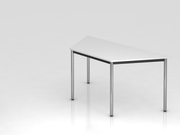 Hammerbacher table trapézoïdale base ronde 160x69cm blanc/chrome, forme trapézoïdale, VDRTR/W/C