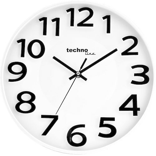 Horloge murale à quartz Technoline blanc, chiffres : standard, plastique, dimensions : Ø 30 cm, WT 4100