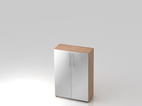 Armoire Hammerbacher 3OH 34, poignée arquée de 6 cm de profondeur noyer/argent, 80x34,6x114,4 cm (LxPxH), V4550/N/S/BM