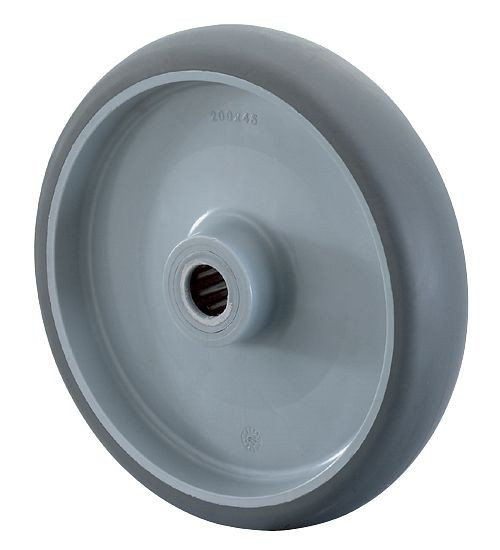 Roue en caoutchouc à rouleaux BS, largeur de roue 32 mm, roue Ø 125 mm, capacité de charge 120 kg, pneus gris thermoplastique, roulements à rouleaux, lot de 8, B44.126