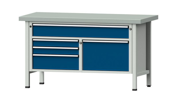 Établis ANKE Établi en caisson, modèle 256 V, 1500 x 700 x 850 mm, RAL 7035/5010, ZBP 50 mm, 304.110