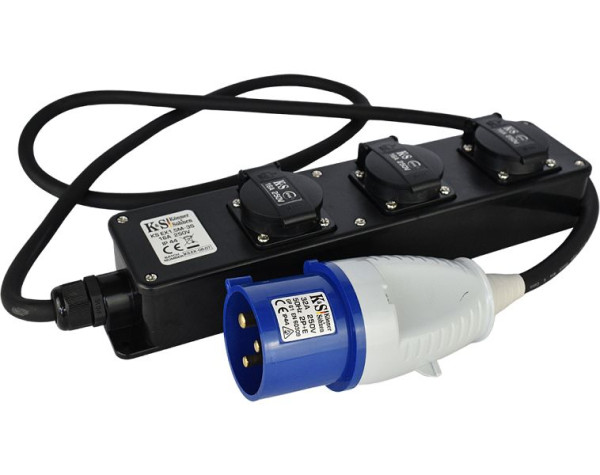Könner & Söhnen rallonge avec adaptateur de prise, 5000 W, 1x32A/250V, 3x16A/250V, KS EX1.5M-3S