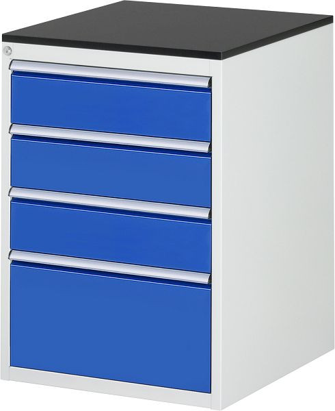 Armoire à tiroirs RAU série 7000, L580 x P650 x H820 mm, 4 x dimensions de tiroirs L 3xH150, 1xH270 mm, plan de travail avec revêtement en résine mélamine, 03-L5.3A-M.11
